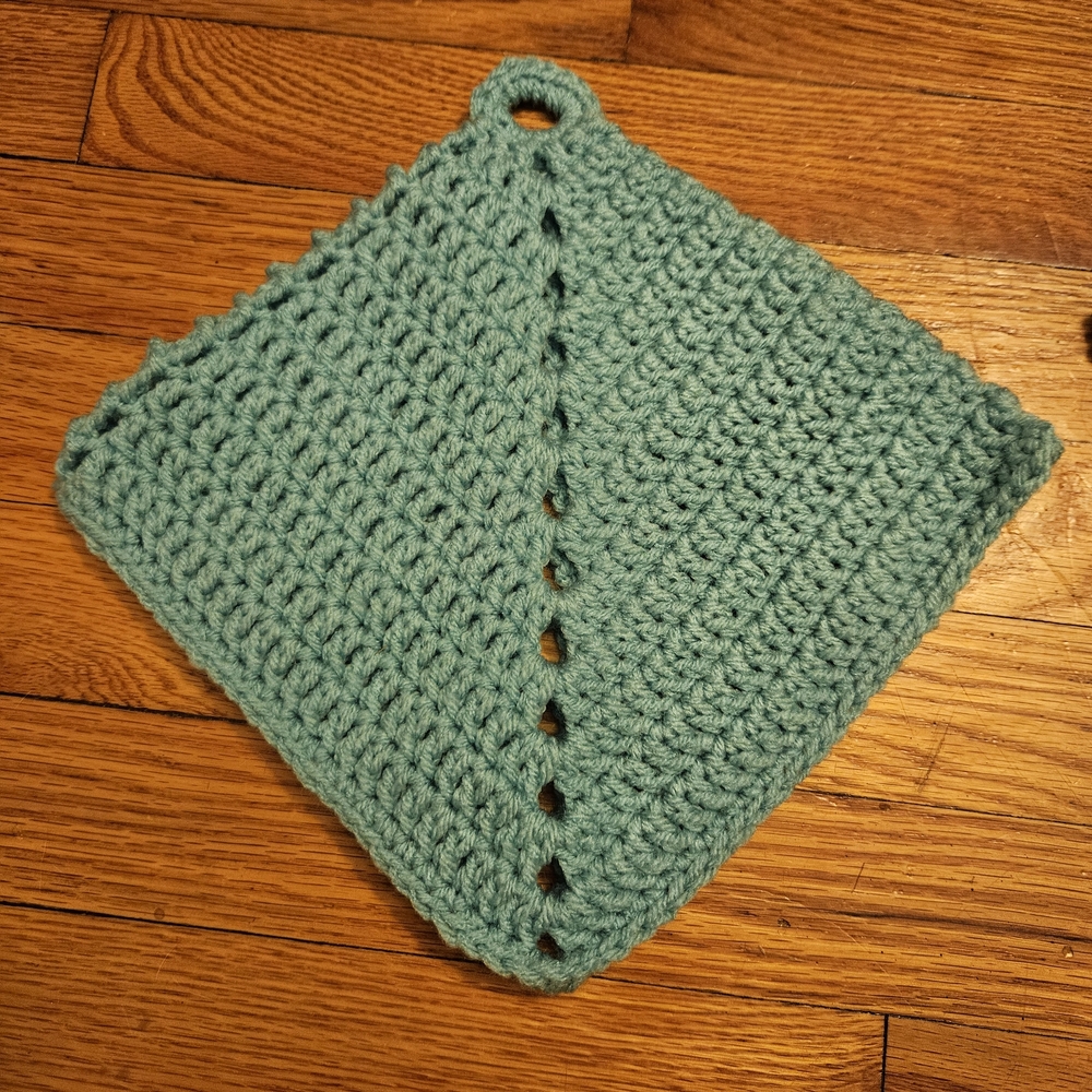 Teal Crochet Kitchen Pot Holder
